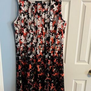 Perceptions Red and Black Floral Midi Dress
